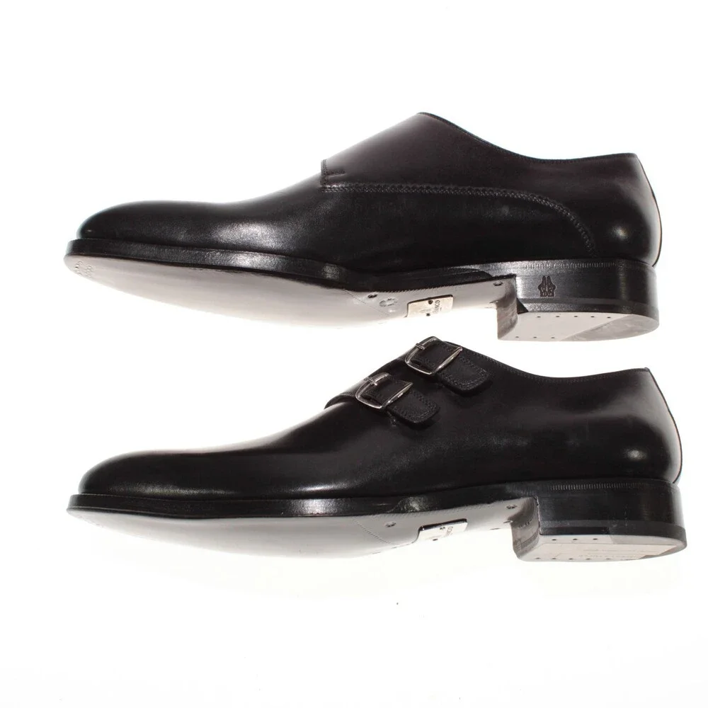 Di Bianco NWD Double Monk Strap Dress Shoes Size 9 US in Black Leather